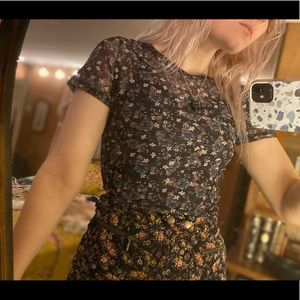 Floral Mesh Blouse